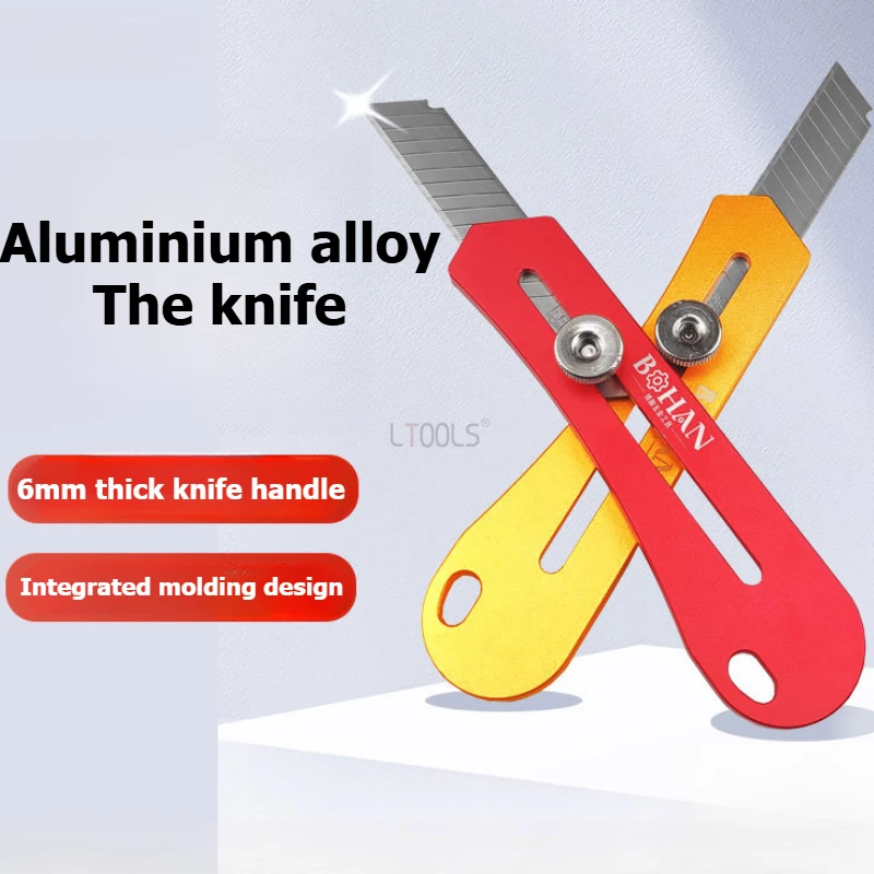 Aluminum Alloy Art Knife with Anti Slip Handle Comfortable Grip Adjustable Sharp Durable Blade Paper Cutting Knife Hand Tools