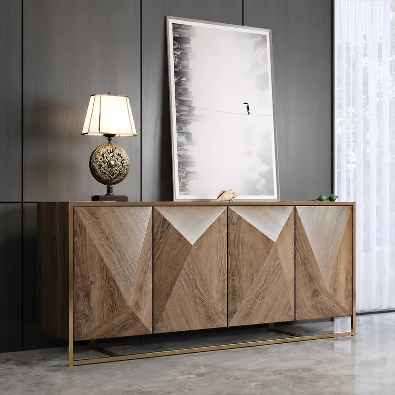 Solid Wood Sideboard Dining Cabinet Modern Simple Entryway Storage Shoe Cabinet Wall Mounted Decorative Furniture for