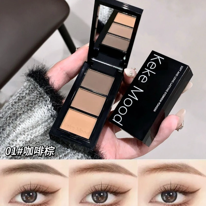 

Three-color Eyebrow Powder Palette with Eyebrow Brush Professional Waterproof Sweat-proof Long-lasting Makeup Eyebrow Powder