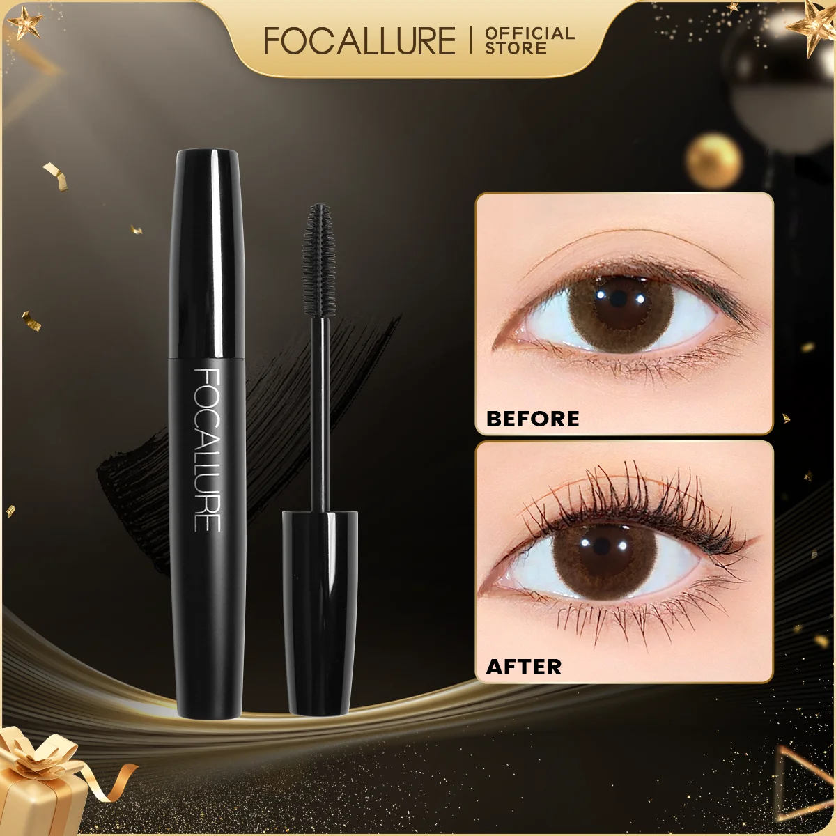 FOCALLURE Curled Lashes Lengthening Black Mascara Waterproof Long-wearing Eyelash Extension Eye Beauty Makeup Women Cosmetics