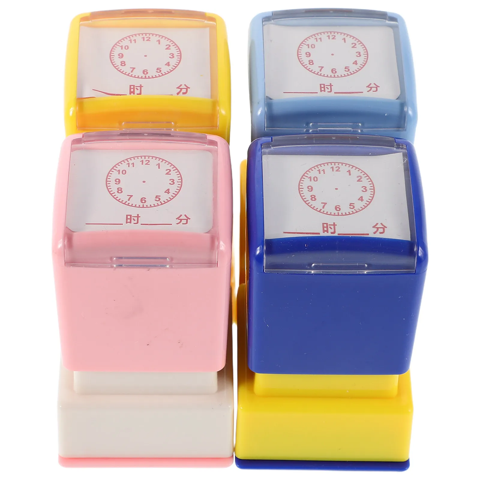

4Pcs Children Clock Stamps Vivid Printing Portable Time Stamper for School Home Learning Clock Dial Teaching Aid Stamps