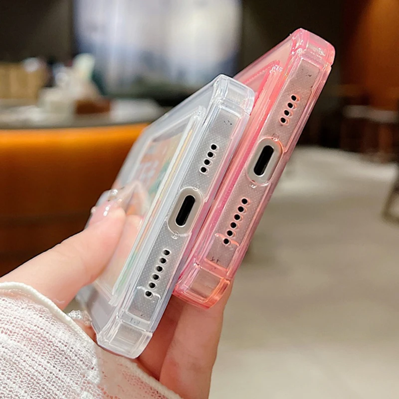 Christmas Tree Patterned Phone Case For iPhone Air 16e 17 16 15 Pro Max 14 13 Pro Max 12 11 Card Slot Clear Soft Silicone Cover