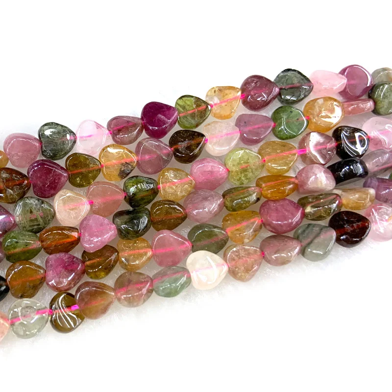 Natural Mix color Tourmaline Stone Beads 15'' Hear Shape Beads For Jewelry Making Beads DIY Girl Necklace Earring Bracelate Gift