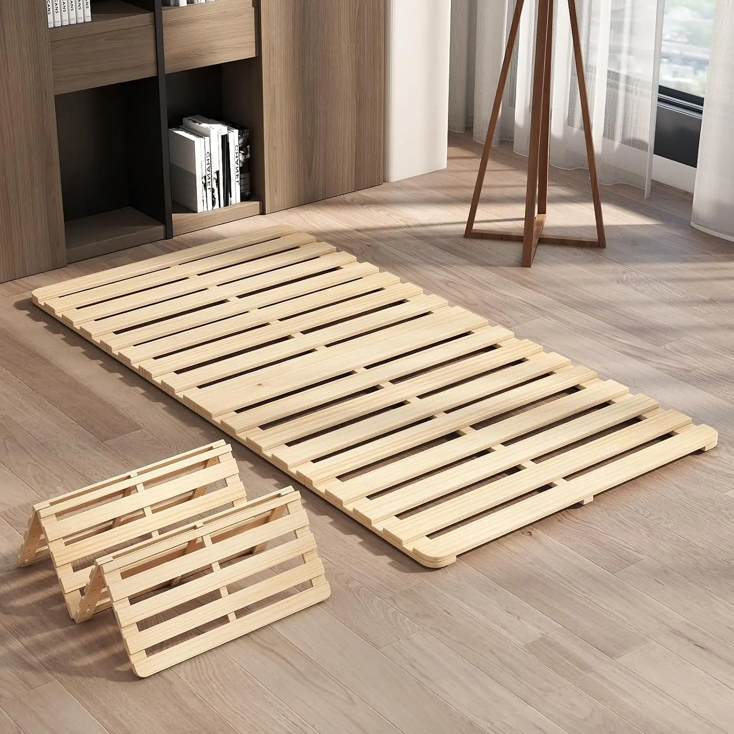 Floor Bed Frame, Foldable Tatami Frame, Breathable Moisture-Proof Plate, Japanese Floor , Wood Slatted Floor Fra
