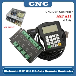 A11E/A18E RichAuto DSP CNC controller 3axis/4axis Motion remote For CNC engraving and cutting English version 75W24V power Kit