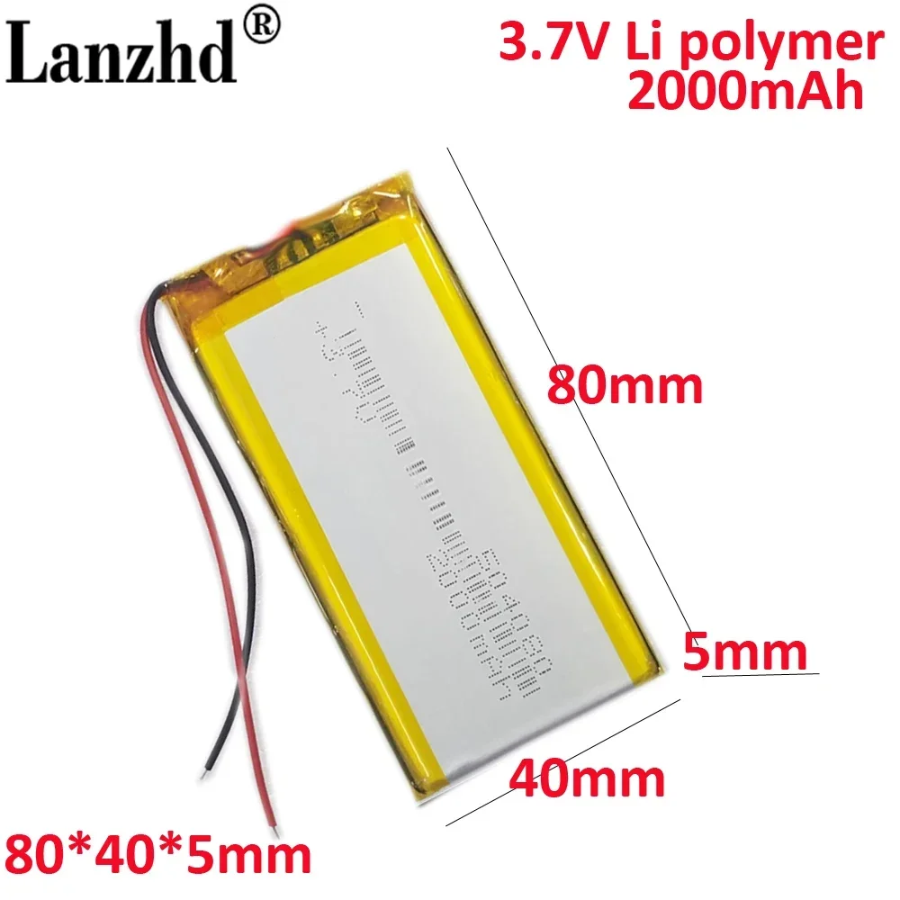 

Li-po Battery 3.7V 2000mAh lithium battery For tablet pc BANK GPS mp3 mp4 MP5 GPS 504080 433880 453880 453778 464198 554080