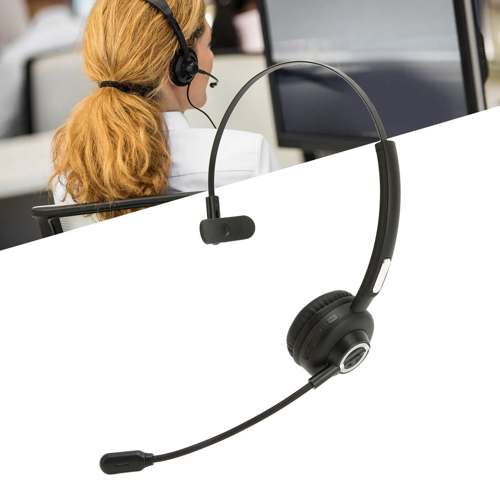 

Беспроводная телефонная гарнитура 5.0 с поворотным микрофоном, удобная беспроводная гарнитура для обслуживания клиентов, одноканальная, для ПК