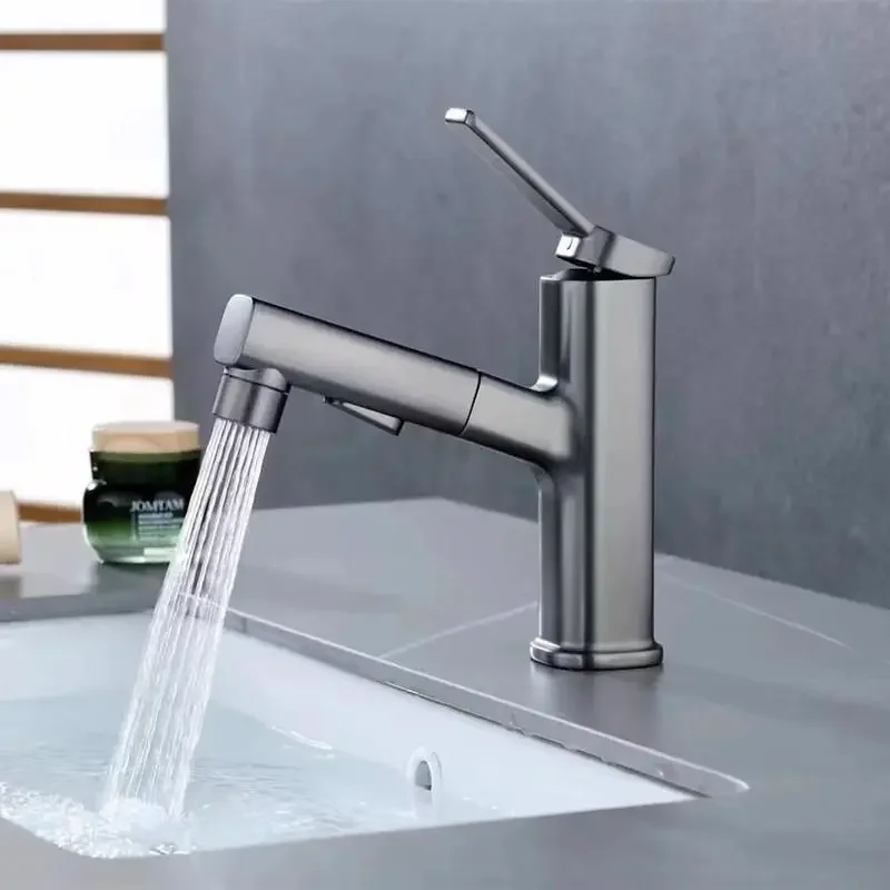 Multifunctional Scalable Hot Cold Water Bathroom Faucet Washbasin Faucets Rotating Sink Mixer Tap Pull Out Basin Water Tap