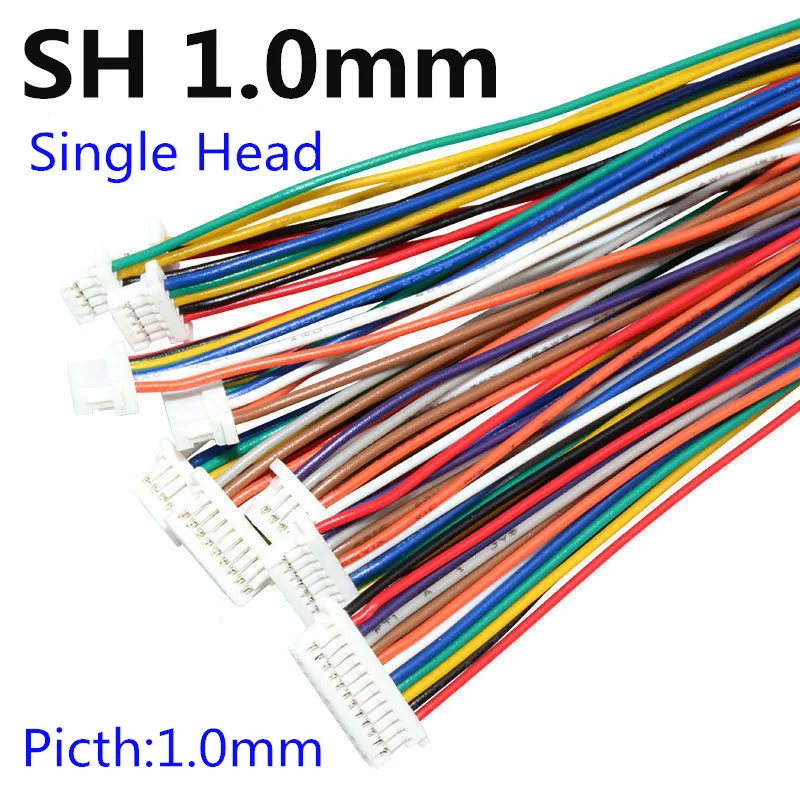 10Pcs SH 1.0mm 2/3/4 8 Pin 28AWG Cable Connector JST SH1.0 Pitch 1.0 mm Single Female Jack Terminal Plug Wire Length 10/20/30cm