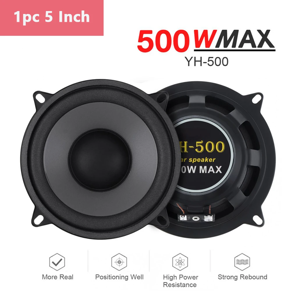 1Piece 5/6.5 Inch Car Speakers 2-Way Door Subwoofer Car Audio Music Stereo Full Range Frequency HiFi Coaxial Automotive Speakers