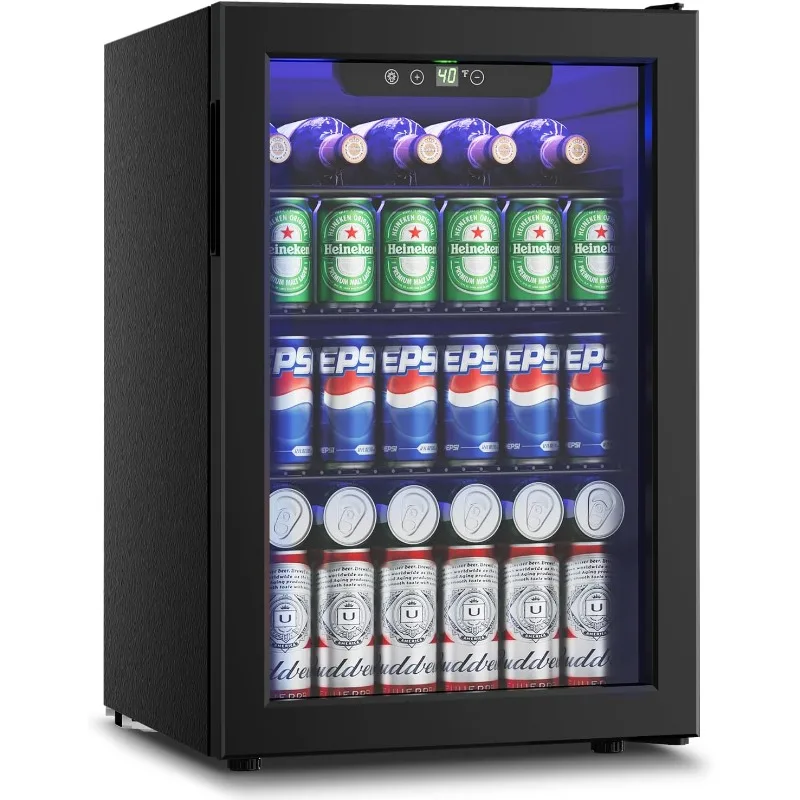 Wine Cooler, 26 Bottle 95 Can Mini Wine Fridge with Clear Glass Door for Beer Soda Water Drink,Wine Cellar Beverage Refrigerator