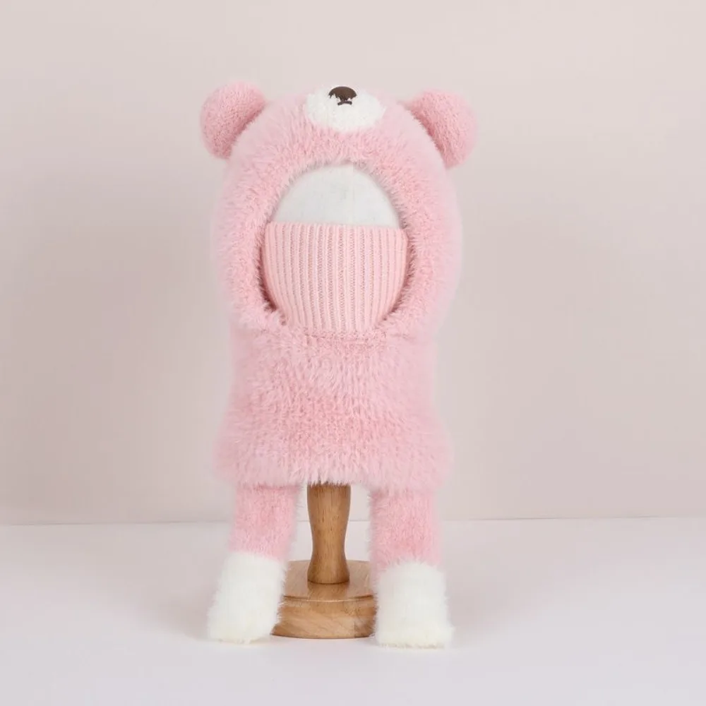 

Versatile Elastic Children Pullover Cap Trendy Small Bear Kids Snow Beanie Korean Style Soft Fleece Hat Warmer