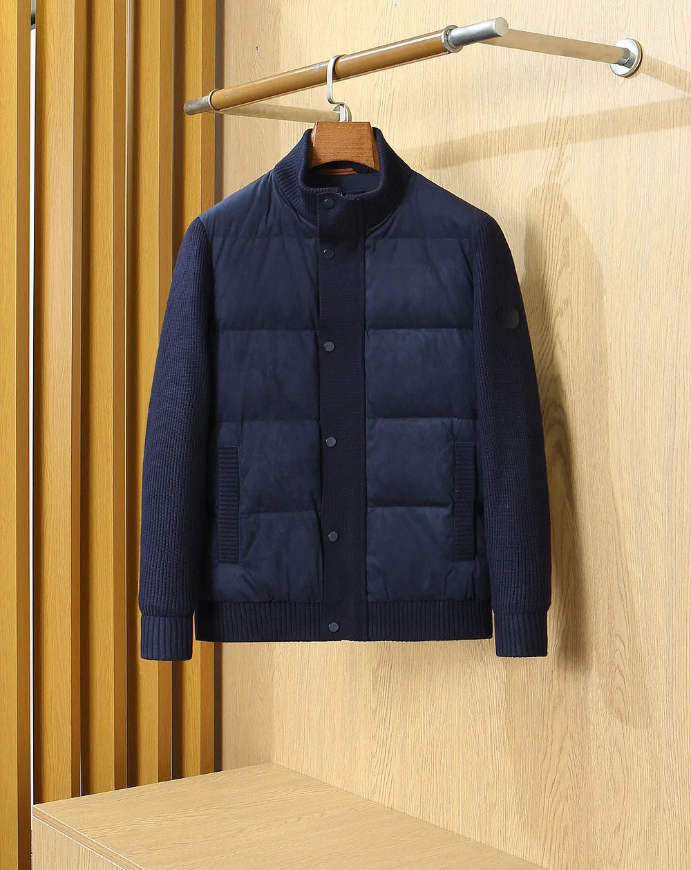SIJITONGDAFall/Winter Fall/Winter 2026 Men's New Suede Knitted Down Collar Leisure Wool Knitted Down Jacket Size M-3XL