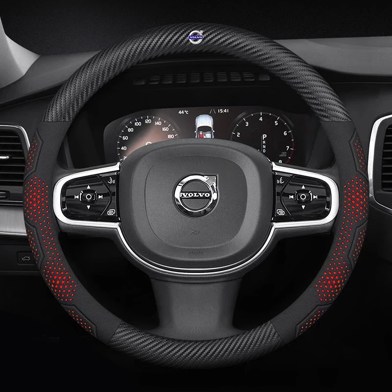 

For Volvo XC40 XC60 XC70 XC90 S40 S60 S80 S90 V40 V60 V70 V90 C70 Carbon fiber Suede Leather Anti-slip Car Steering Wheel Cover