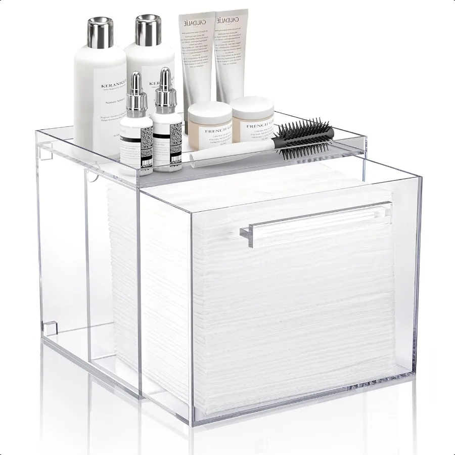 Facial Towels Storage Box Acrylic Container Compatible With Clean Skin Club Clean Towel XL WallMounted Makeup Organizer With D