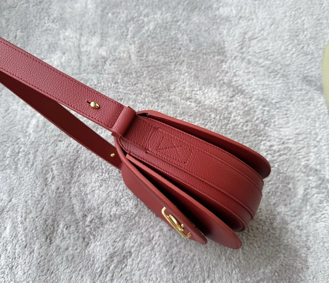 Green Leather Arc-Shaped Women\'s bag Grainy Cowhide Interior Adjustable Leather Strap Shoulder Crossbody Wear Handbags