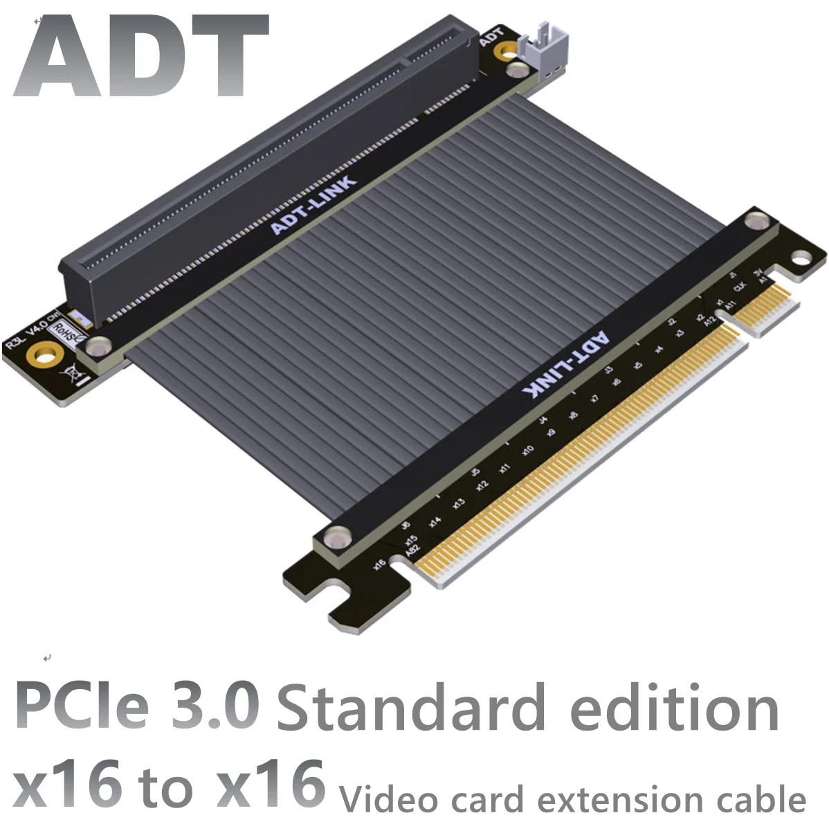 

Удлинительный кабель для видеокарты PCIE 3,0x16 подходит для видеокарты ATX компьютерного шасси Гибкий плоский кабель 90 градусов