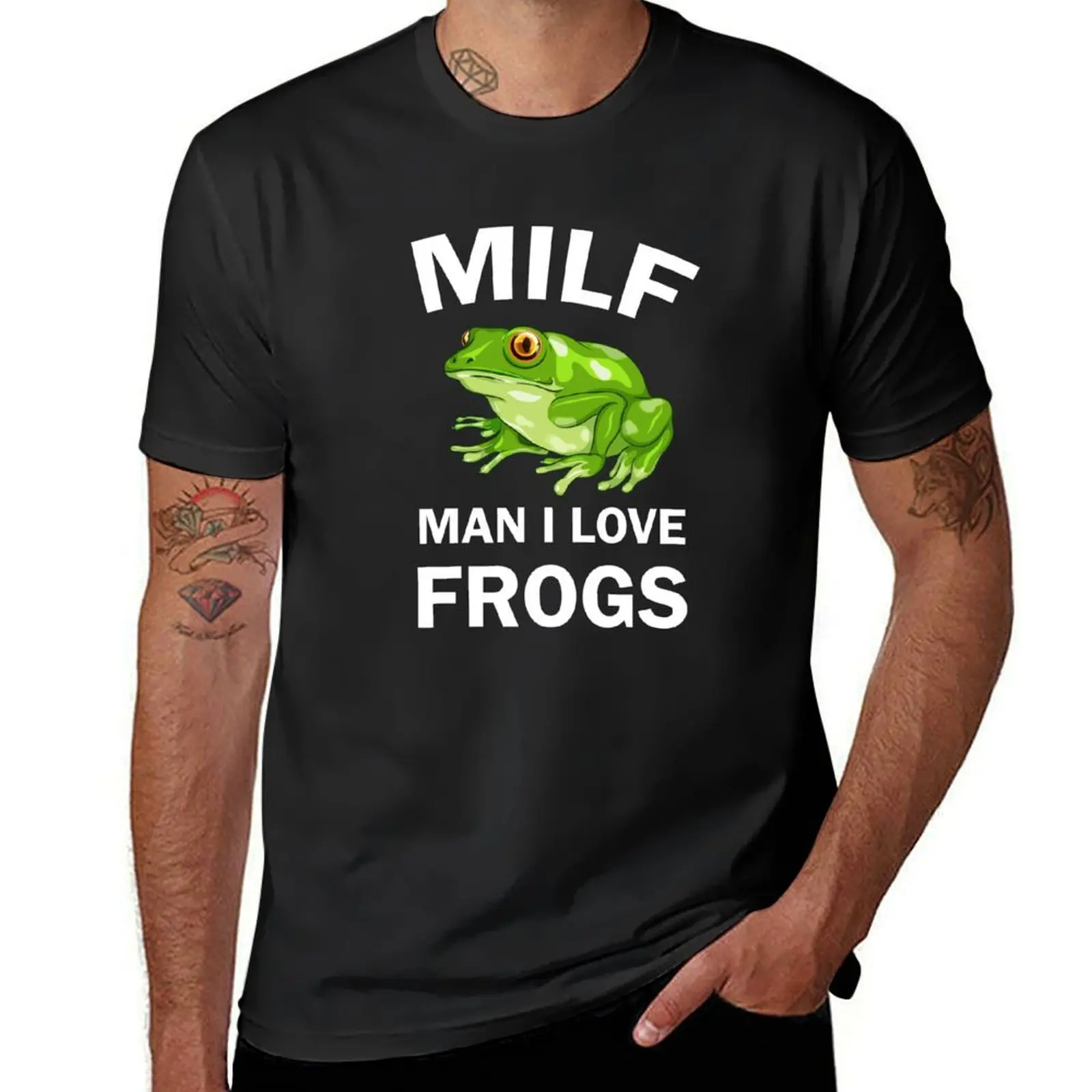 Man i love frogs bumper funny T-Shirt anime clothes customs mens graphic t-shirts big and tall