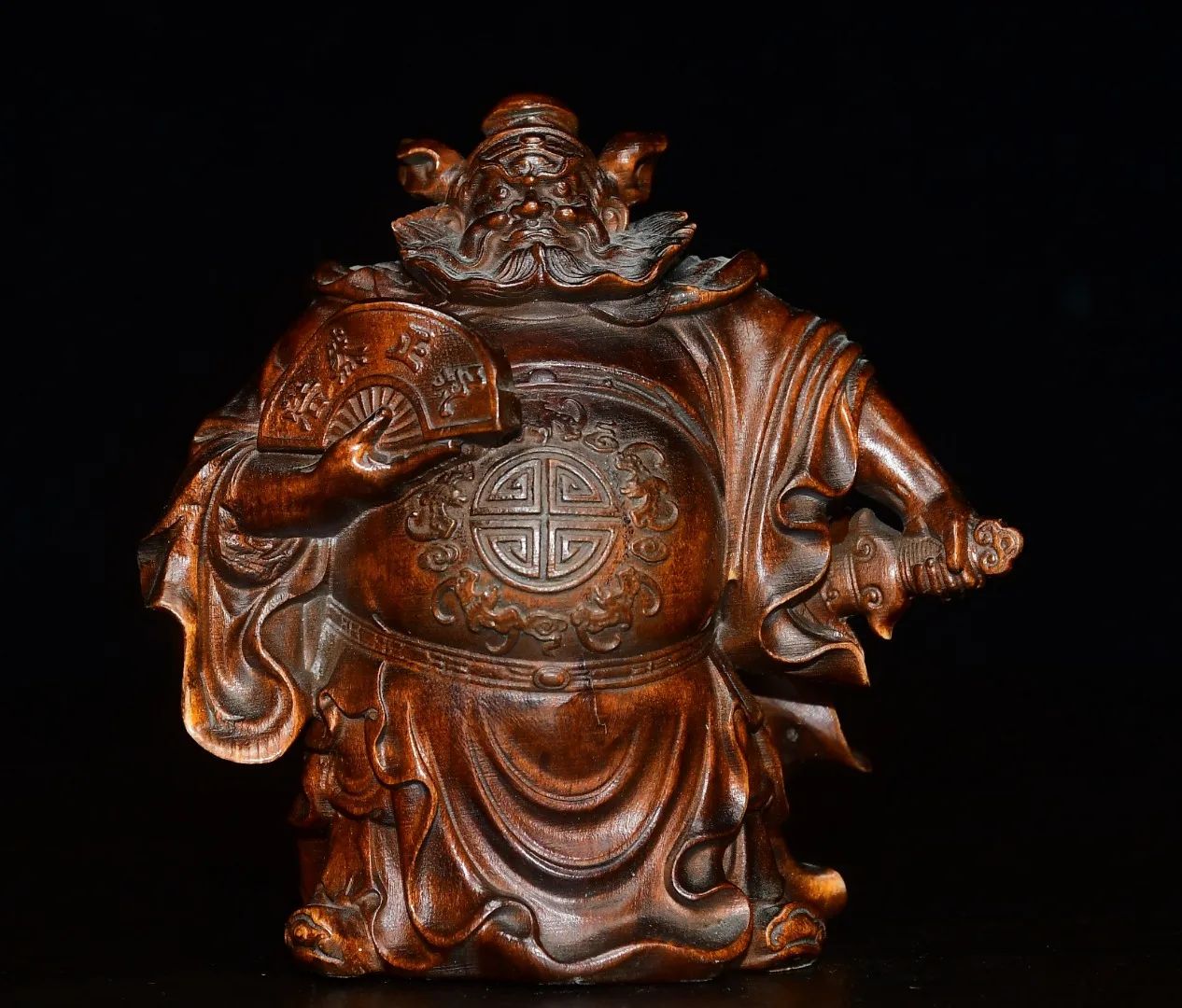 

3"Tibetan Temple Collection Old Boxwood Zhong Kui Exorcist Celestial Master Immortal Station Buddha Worship Hall Town house