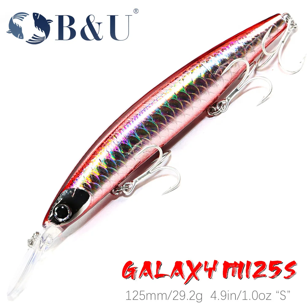 B&U 125mm Sinking Minnow Sea Fishing Lure Ultra Long Casting Seabass Inshore Hard Baits Artificial Bait Jerkbait