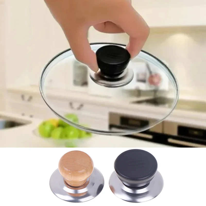 Universal Pot Lib Knobs Caps Wooden Heat-Resistant Cooking Pan Lid Covers Replacement Lifting Handle Kitchen Cookware Handgrip