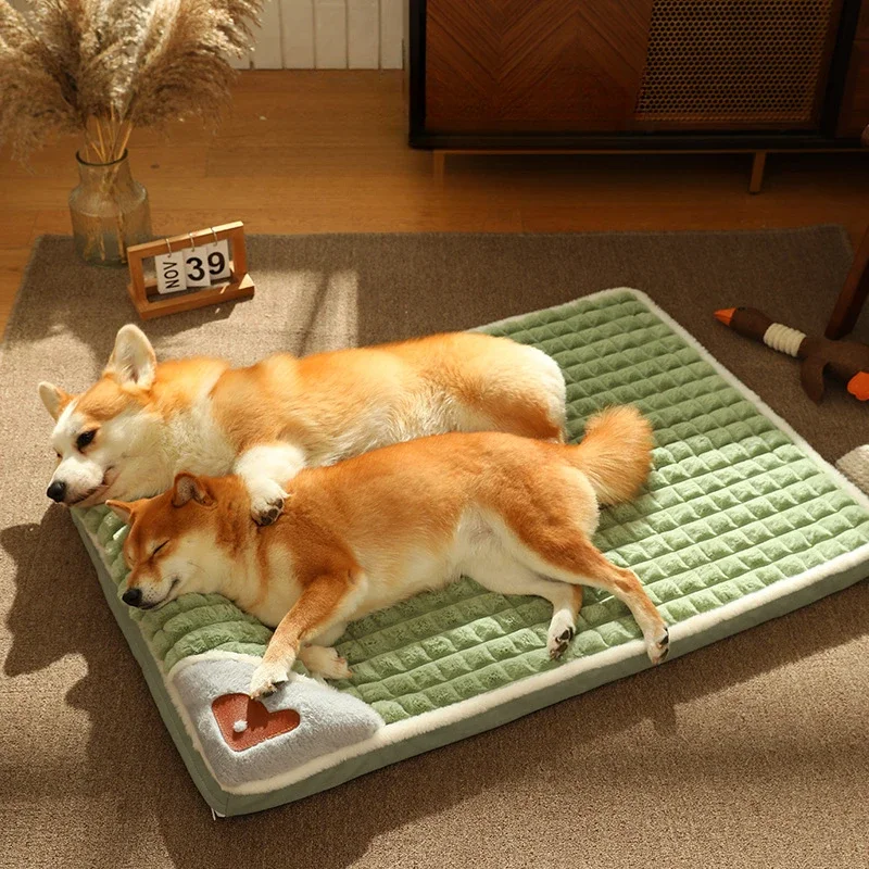 Winter Warm Dog Mat Luxury Sofa Small Medium Dogs Plaid Bed for Cats Dogs Fluff Sleeping Removable Washable Pet Beds Accessories