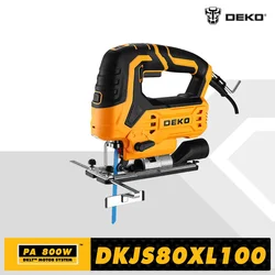 DEKO-Sierra eléctrica DKJS80XL100, herramienta de carpintería, 220V, 800w, con llave, guía, regla, hoja de sierra