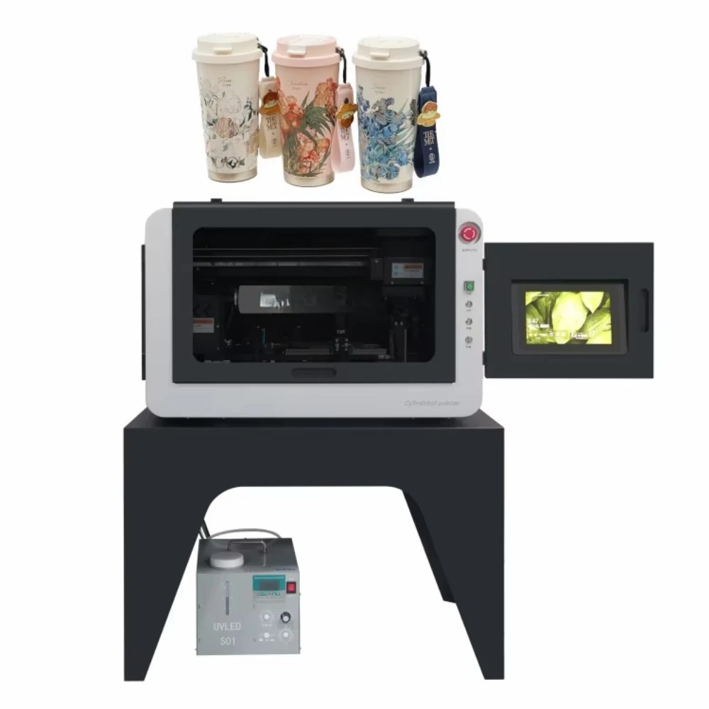 360 Rotating Spiral Inkjet Printer Desktop Mini Cylindrical Automatic High-Speed Vacuum Cup Pattern Color Printing Machine