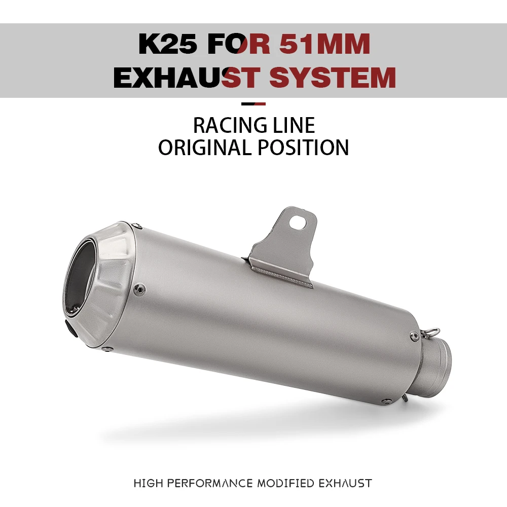 

For MT07 MT09 z900 z400 ninja400 gsx250 gsx750 K25 Universal 51mm Motorcycle Exhaust Pipe Moto Racing