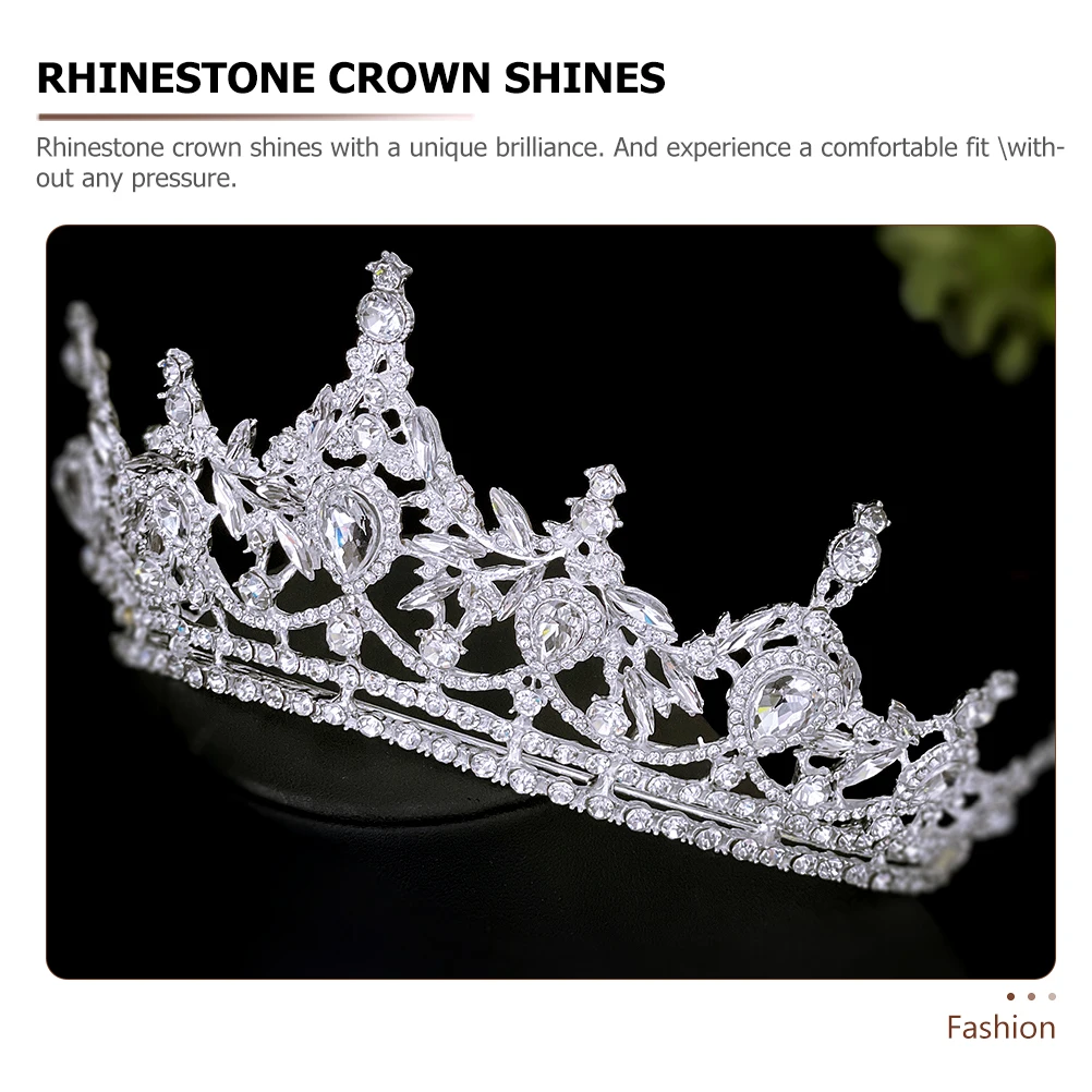 

Rhinestone Crown Hair Accessory Wedding Headband Bachelorette Silver Bridal Crowns Accessories Bride Birthday Photoshoot Stage