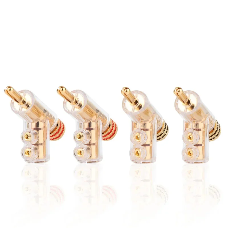 4Pcs 24K Gold Plated HIFI Lockable Speaker Cable Banana Connector Banana Plug