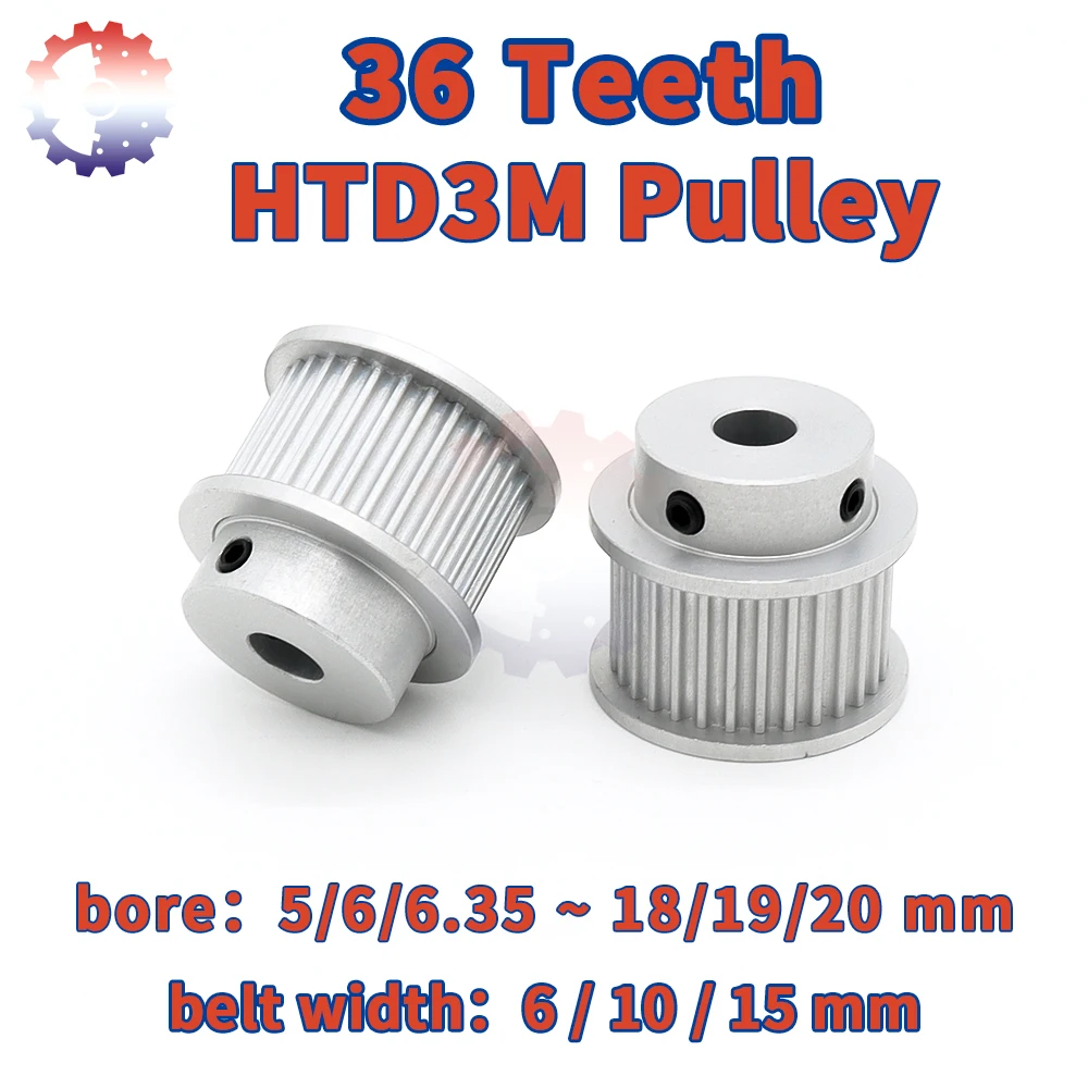 HTD3M 36teeth Pulley 3M Timing Pulley Bore 5/6/7/8~20mm Belt Pulley Width 6/10/15mm 36T Synchronous Wheel HTD 3M Pulley 36 Teeth