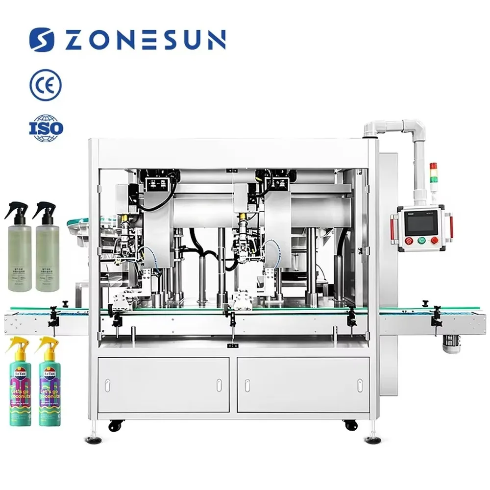 Automatic Double Head Trigger Pump Spray Bottle Capping Machine Vertical Tracking Capping Equipment for Liquid Bottling