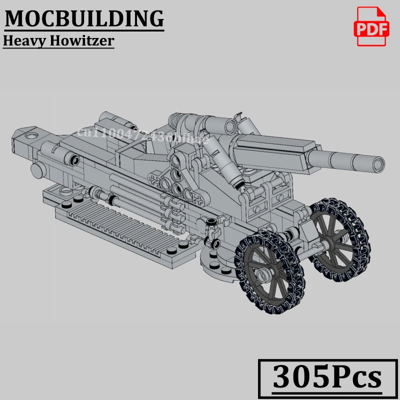 

Тяжелая гаубица MOCBUILDING 21 см, серия Military Series, кирпичики WW2, конструктор, игрушка, подарок