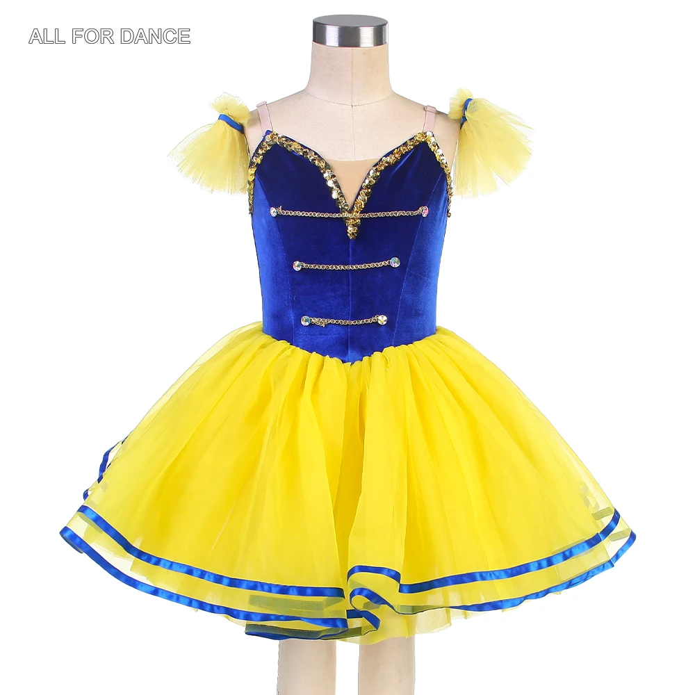 

24026 Royal Blue Velvet Bodice with Yellow Romantic Tutu Skirts Girls & Women Ballet Dancing Tutu Stage Performance Costumes