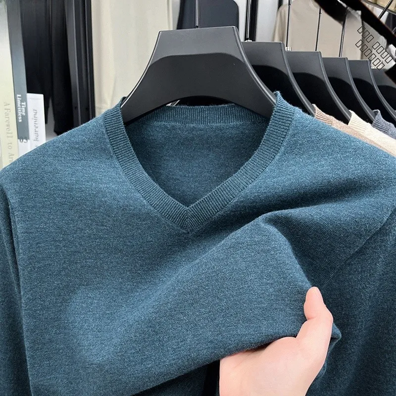 

TUCANO Men's Thin Wool Knitwear V-Ne Spring Autumn Chien Heart Ne Dad Base irt Busin Casual Sle Pure Color