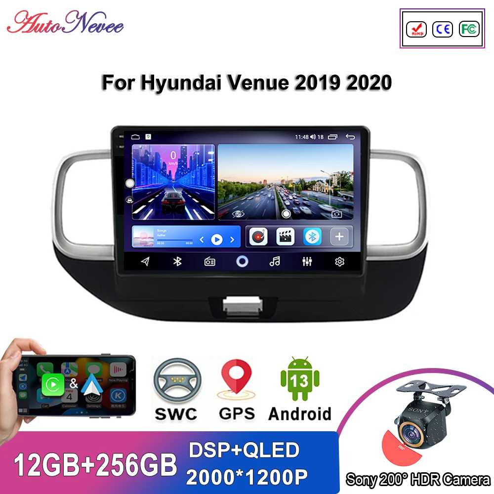 

Радио Android 14 для HYUNDAI VENUE 2019-2020, авто радио, мультимедийный плеер, стерео головное устройство, GPS-навигация, без экрана 2din DVD 2K