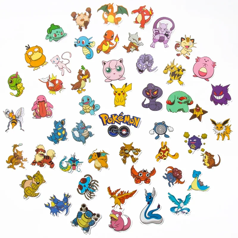 50/100PCS Pikachu Anime Pokemon Stickers for Laptop Suitcase Skateboard Guitar Phone Cartoon  Kawaii Sticker Kid Gift Toys