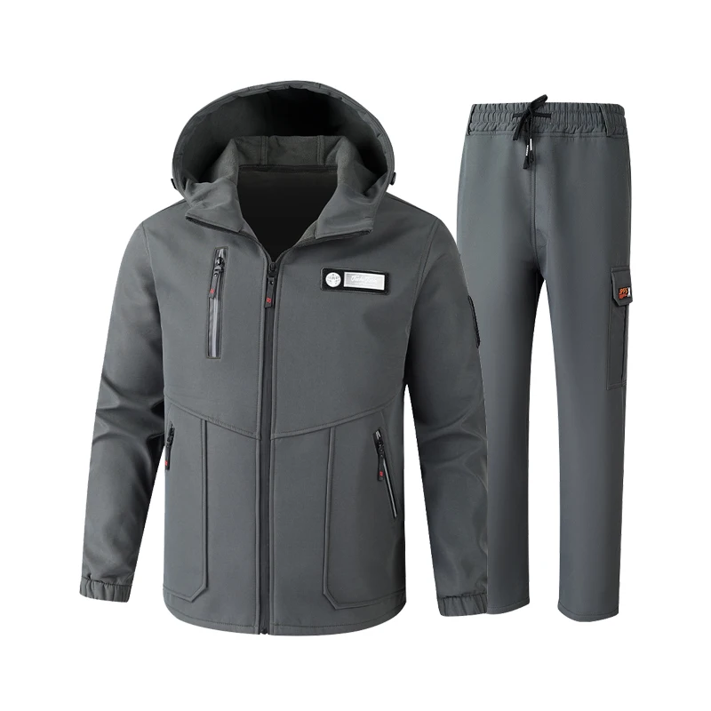 Winter Mens Mountain Ski Warm Sets Men Fleece Windbreaker Work Suits Mens Thermal Waterproof Tactical Tracksuit Coats Clothing