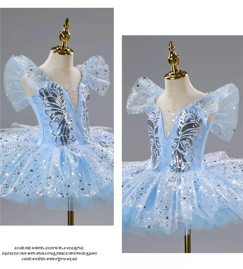 Romantisches Kinder-Ballett-Tutu-Kleid Mädchen-Tanzrock Goldener Pailletten-Ballettrock Aufführungskleidung Kinder Langes Prinzessinnenkleid – Detail 8