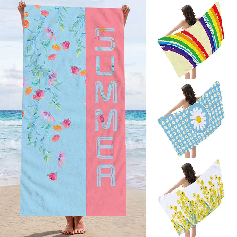 

5pcs Wholesale Double Sided Terry Printed Quick Drying Beach Towel,Microfiber Adult Swimming Bath Towel,Yoga Gym Travel