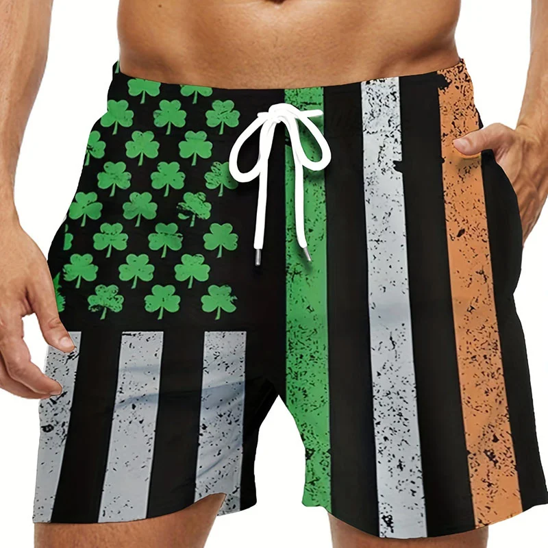 Classic USA Ireland Nation Flag Short Pants For Men 3d Print Hawaiian Swim Trunks Summer Cool Street Surfing Beach Shorts