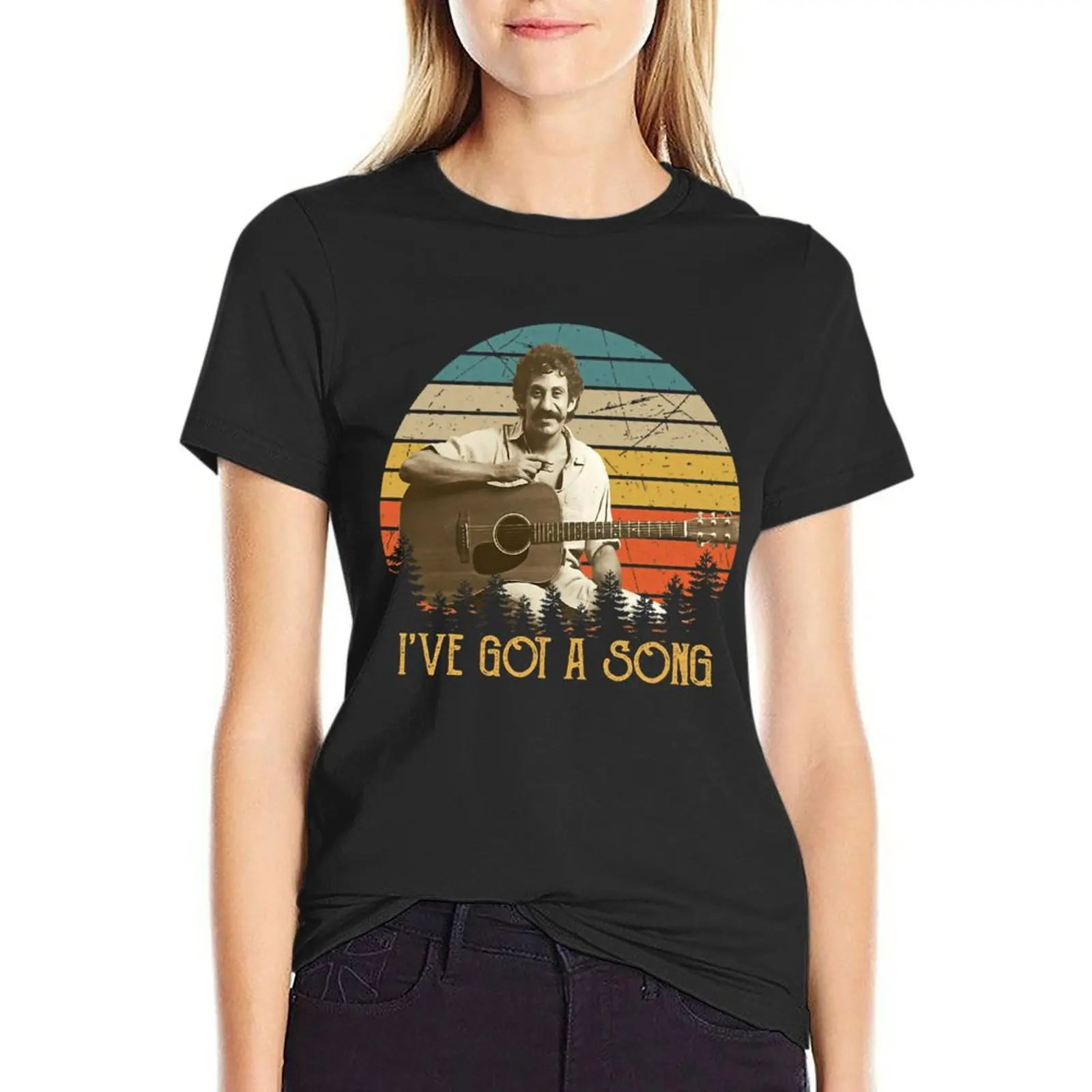 Vintage Sunset Jim Croce I've Got A Song T-Shirt anime clothes graphics Aesthetic clothing white t-shirt dress for Women sexy