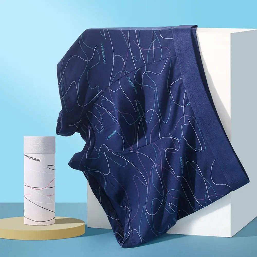 

4Pcs Stripe Letter Men's Flat Panties Large Size Seamless Sporty Boxers Shorts Underpants Mid Waist Men's Underwear Gifts