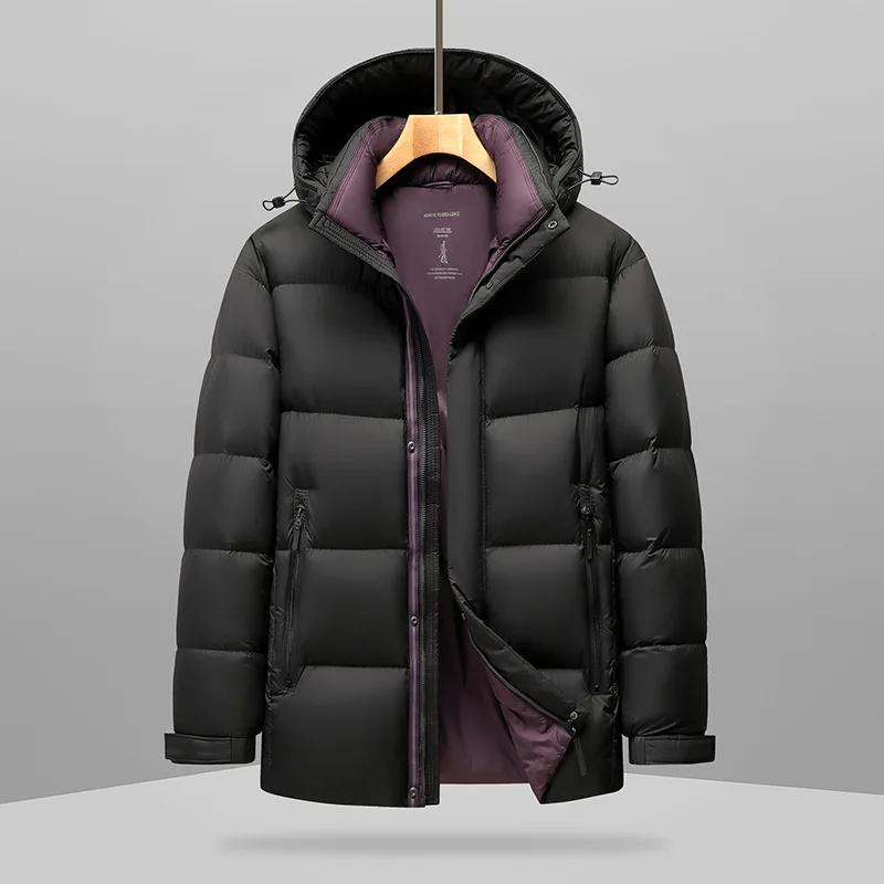 ג'קט קל משקל במידה 8XL עם כובע לגברים, מעיל במידה גדולה לגברים, ג'קט חורף במידות גדולות 6XL 7XL