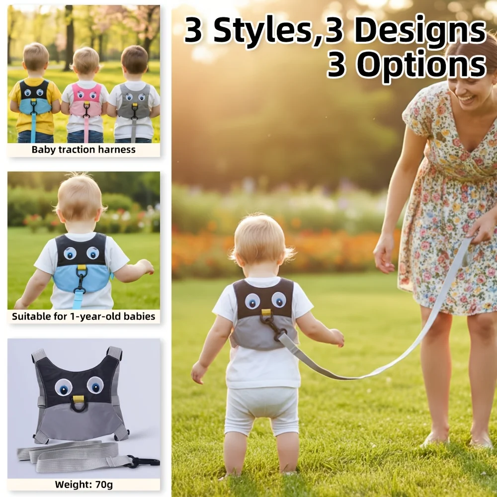 1 Piece Cartoon Anti-Lost Safety Harness Leash for Toddlers, Adjustable Baby Walking Harness with Cute Animal Patterns, Suitable for Children Aged 1-3, Outdoor Travel Safety Belt