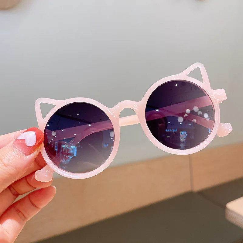 New Children\'s Sunblock Sunglasses Cartoon Personality Cat Ear Decorative Sunglasses Girls Sunglasses Baby Sunshade Mirror