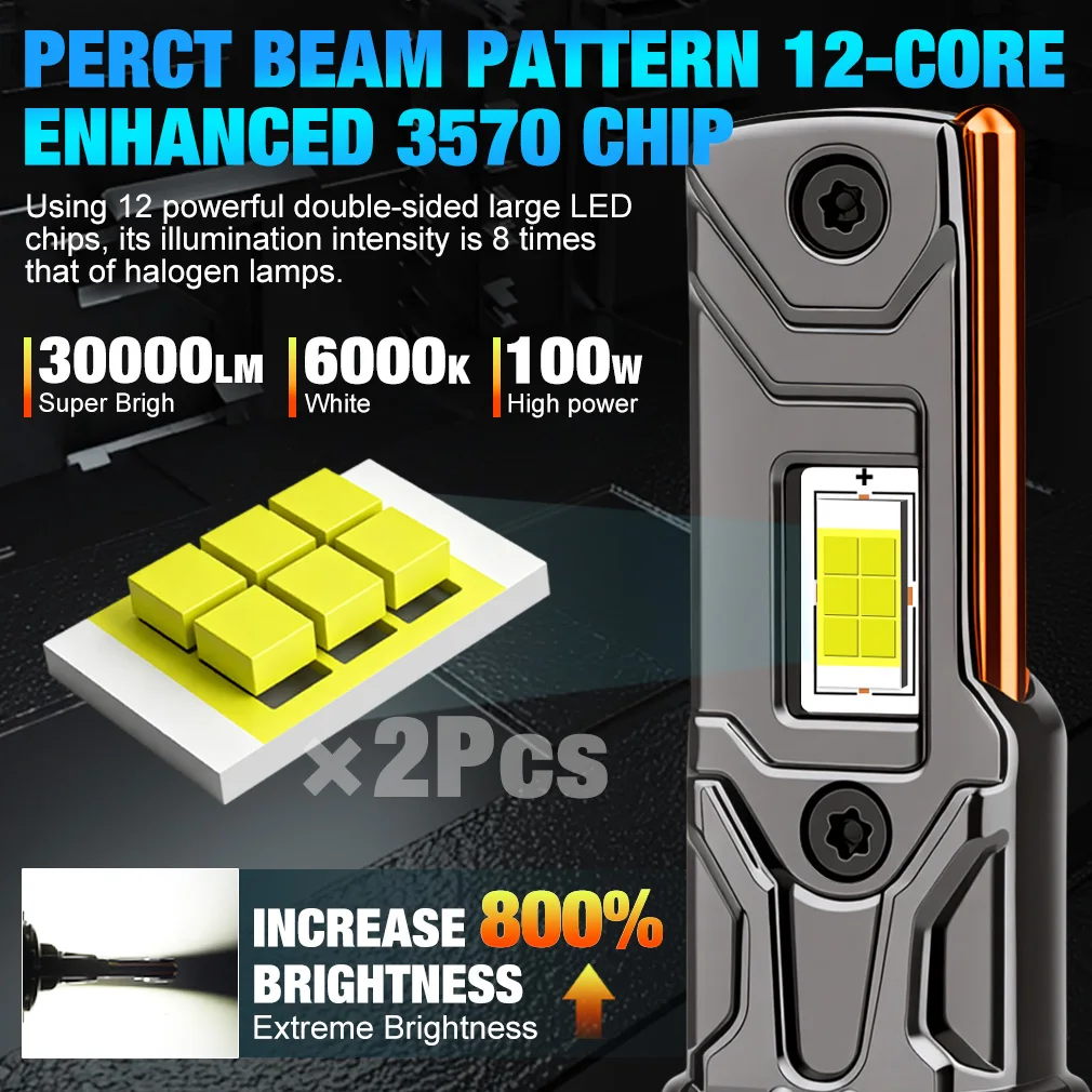 H7 LED Car Headlight  High Low Beam Headlamp Canbus Error Free 12V H7 LED CSP Chip Automobile Driving Lamp 12V 6000K