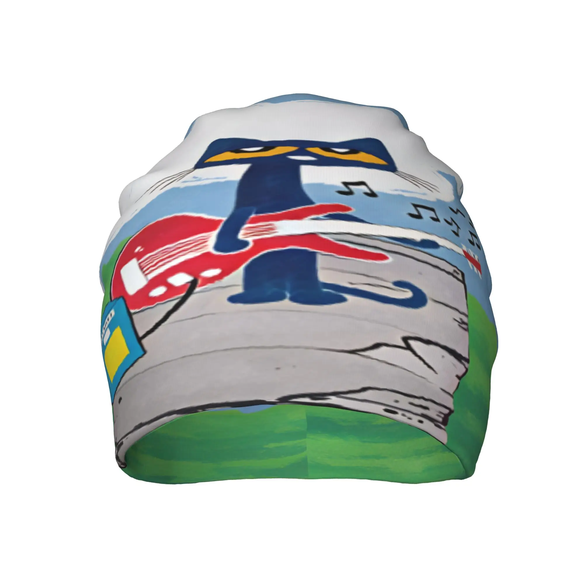 Pete The Cat Stars Comic Beanie Hats  Cute Caps Men Women Unisex Kpop Knit Hat Spring Pattern Thermal Elastic Beanie Hats