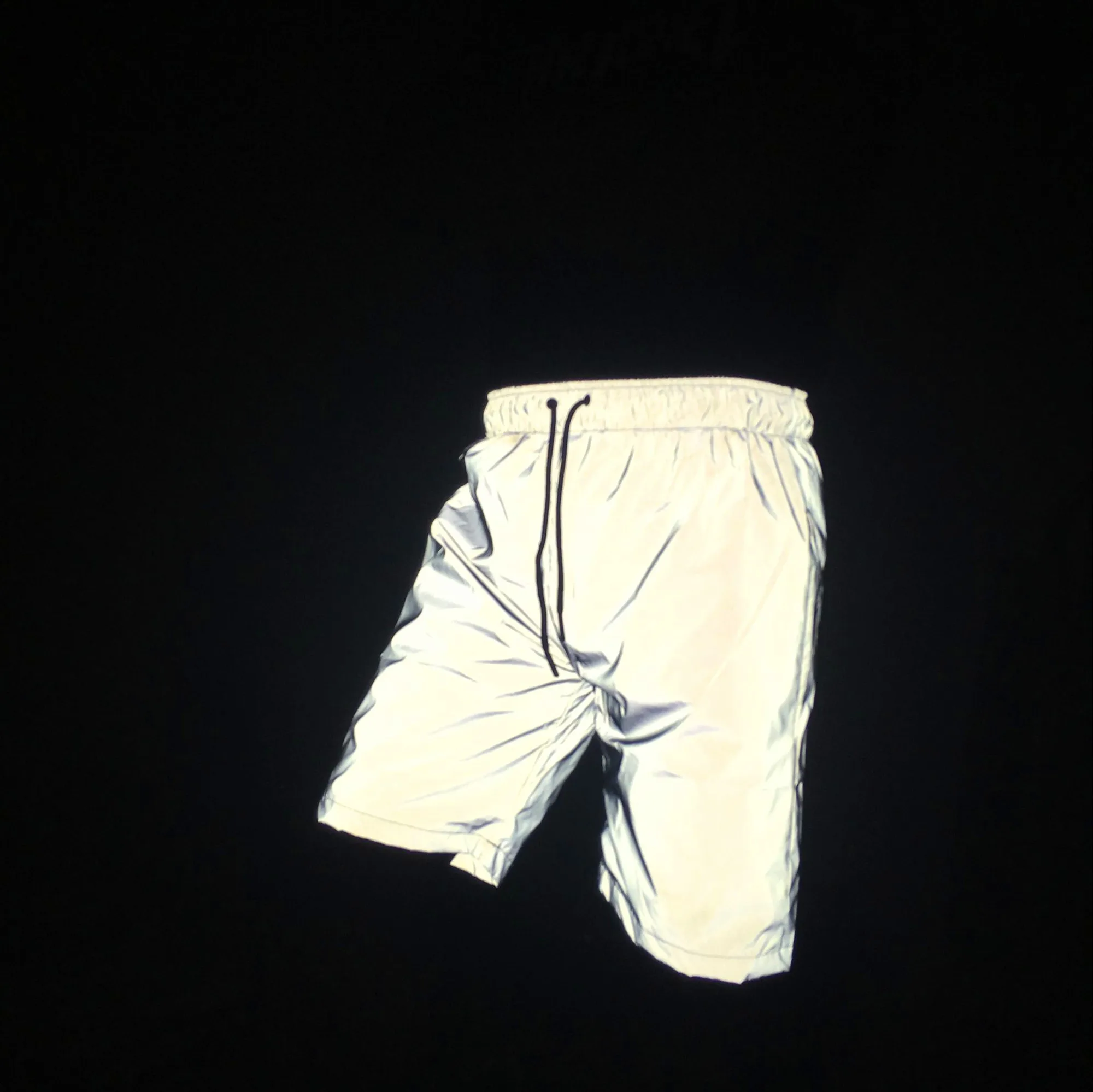 Fashion Holographic Men\'s Gray Reflective White Shorts Festival Party Psychedelic Shiny Board Shorts